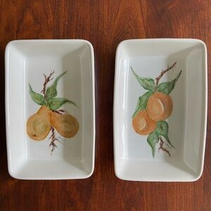 Vintage Hall China American Airlines Painted Fruit Ceramic Serving Dishes Set/2